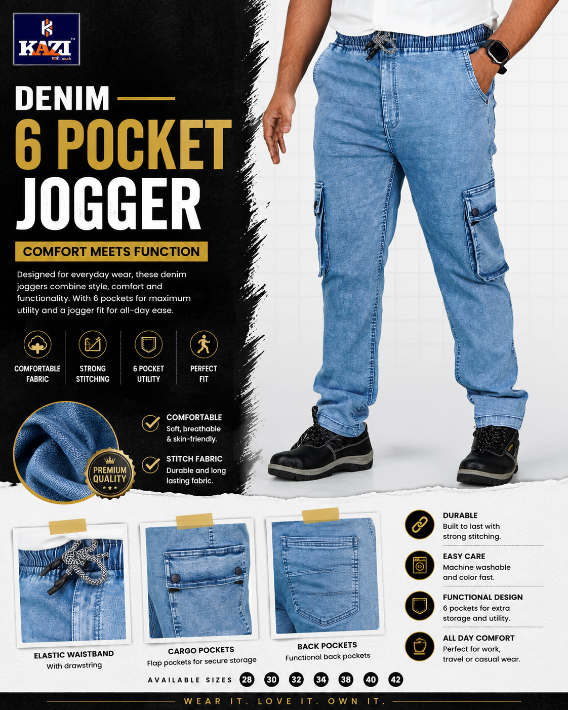 Denim 6 Pocket Jogger