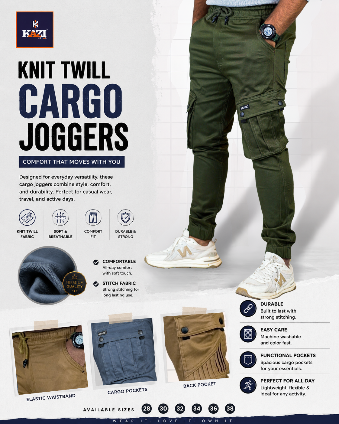 Knit Twill Cargo Joggers