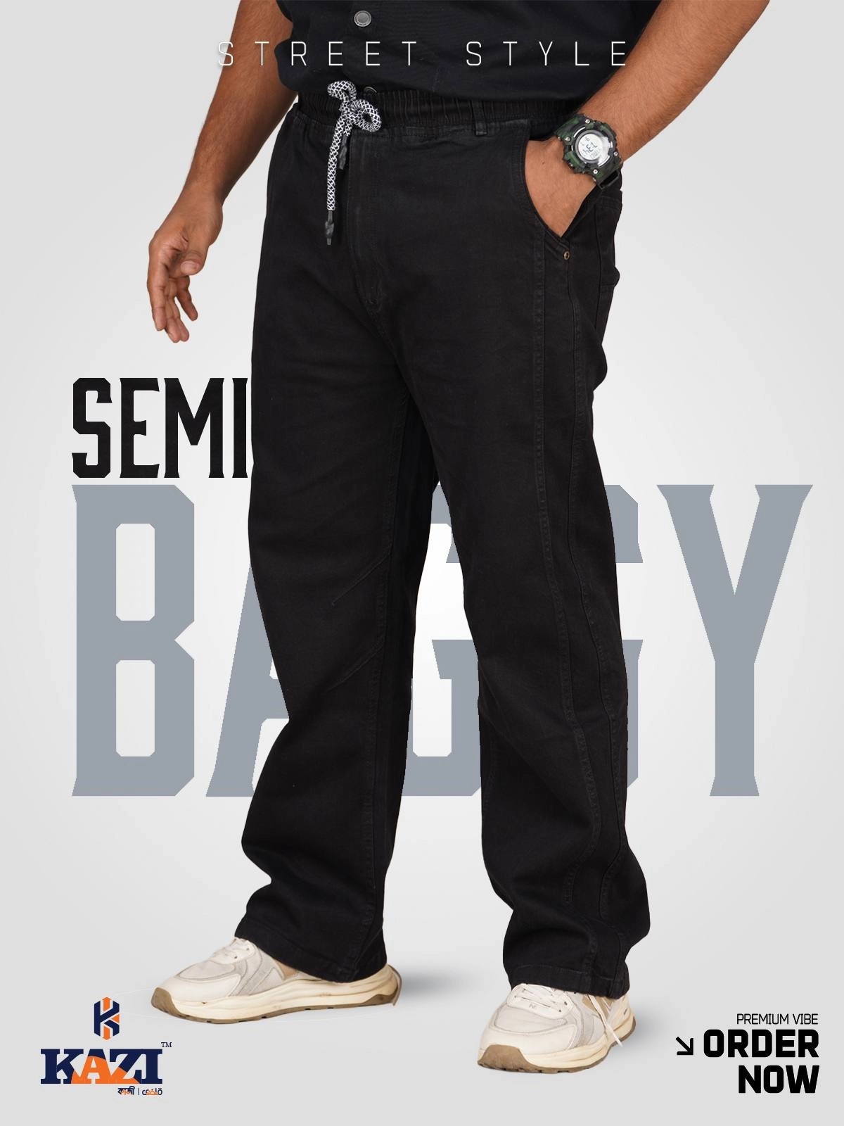 Man,s SEMI Baggy BLACK Kazi DBB - 511