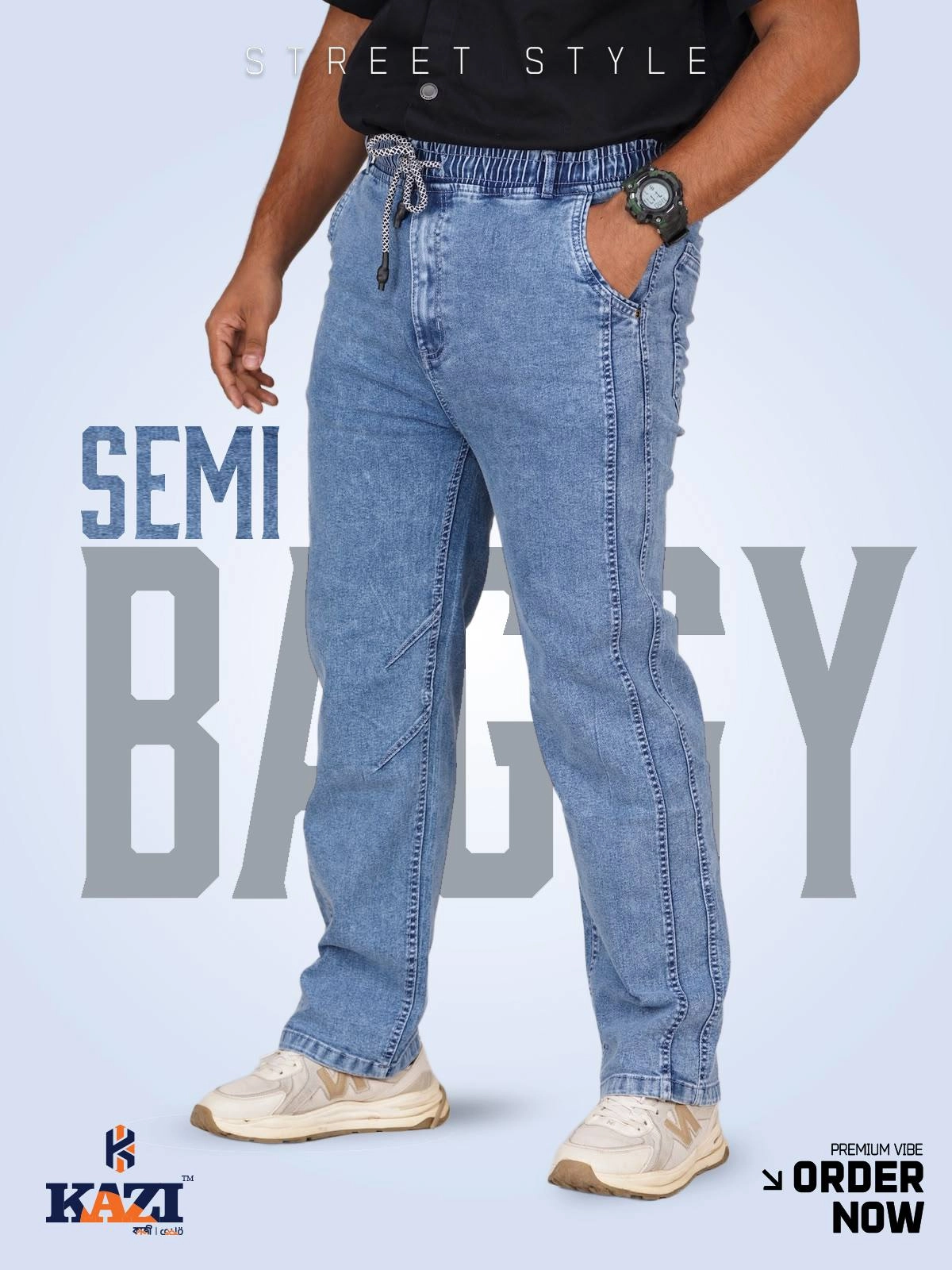 Man,s SEMI Baggy LIGHT NAVY Kazi DLNB - 506